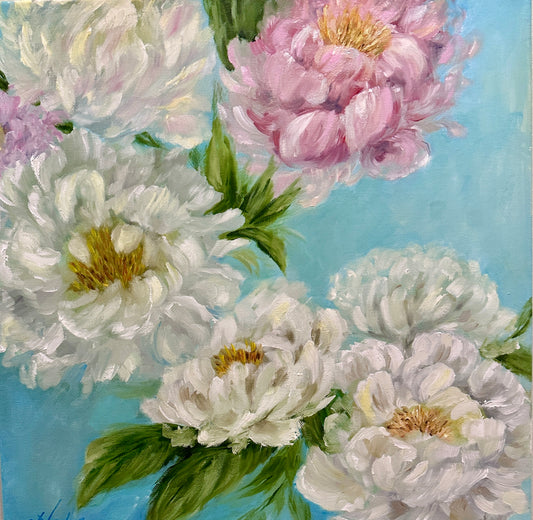 Blush Peonies Original Oil Painting