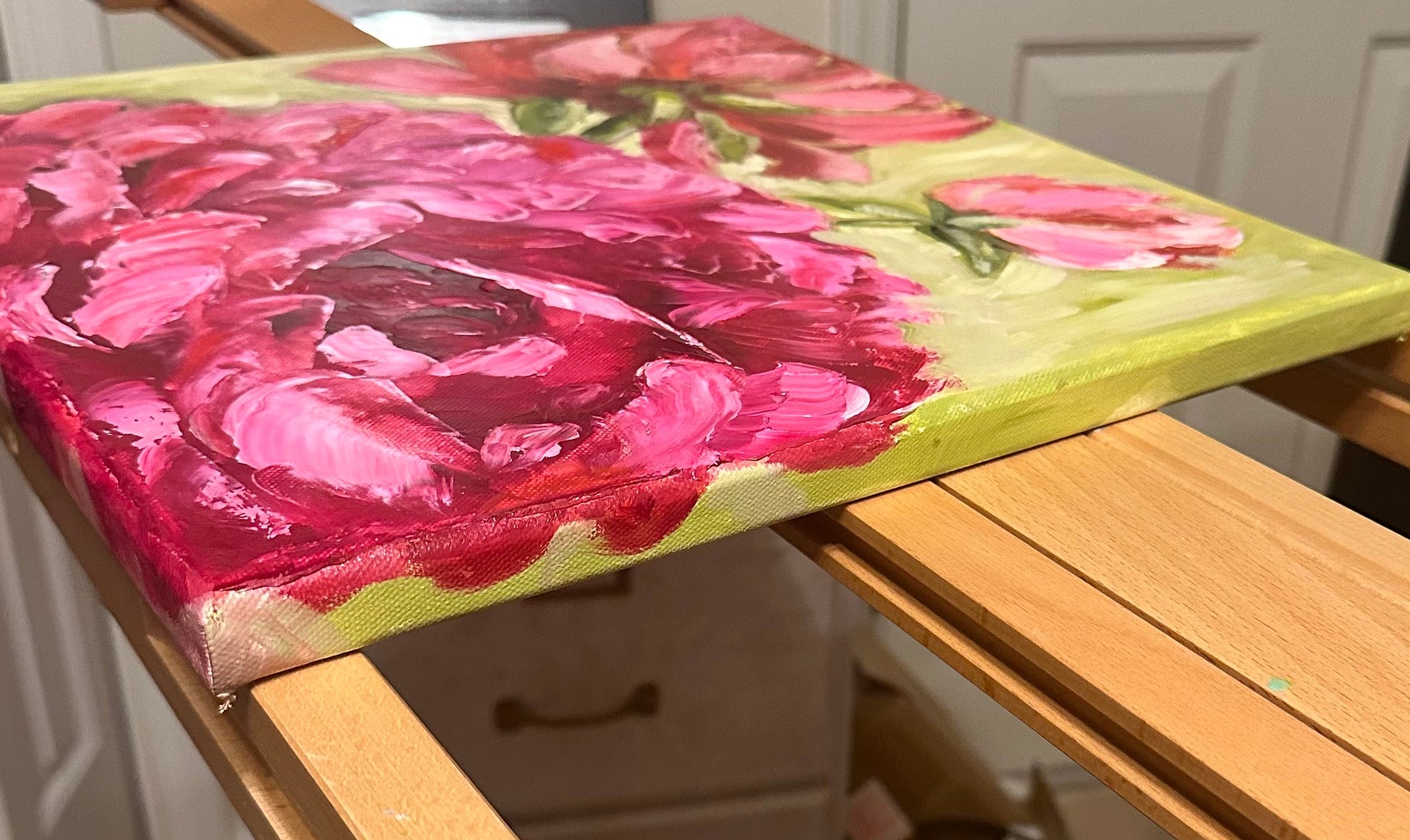 Oil on canvas of Peonies